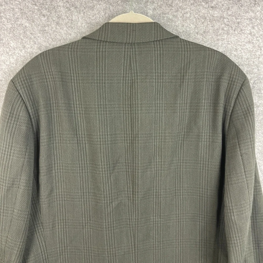 VTG Hugo Boss Blazer Sport Coat Mens 46R Gray Windowpane 3 Button Germany FLAWS